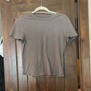 Gray Ribbed Women's Top